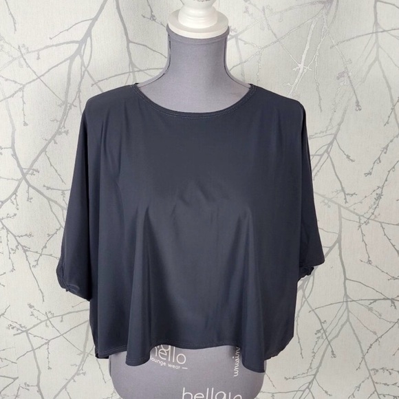 bryn Walker Tops - Bryn Walker Gray Stretch Jersey Round Neck Flowy High Low Tee